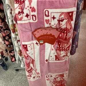 Velvet Plush Throw Blanket - Red and Pink